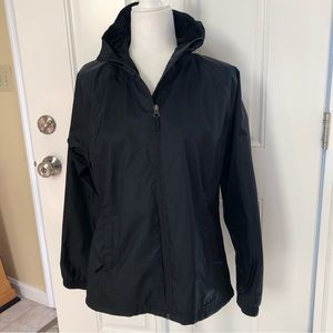 L.L. BEAN Rain Jacket w Hood, Black, Sz SM